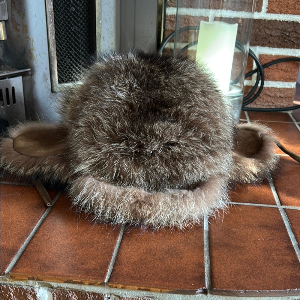 Authentic Vintage Racoon fur winter hat